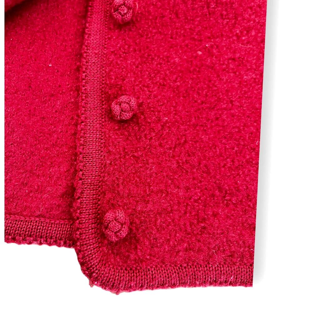 Vtg. Lands End Bouclé Jacket Wool Sweater Cardigan | Sz 10, Red Vintage - Picture 3 of 8